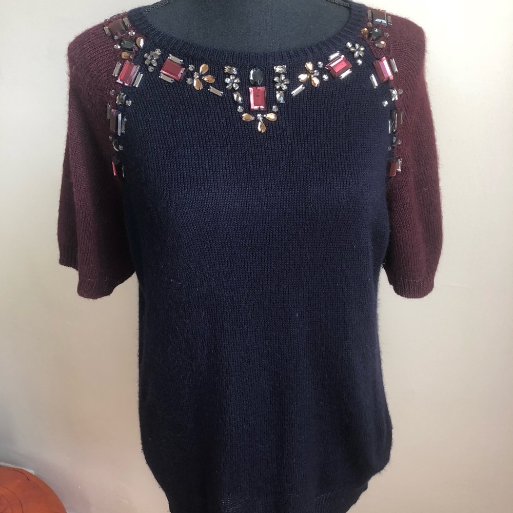 J CREW gem stone neckline sweater